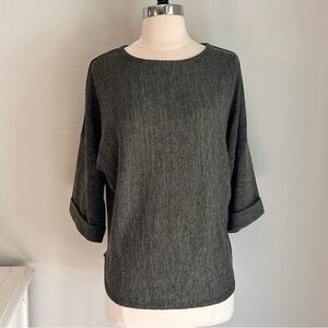 Max Studio Cuffed Sleeve Knit Sweater in Army Green Melange, Sz S NWT
